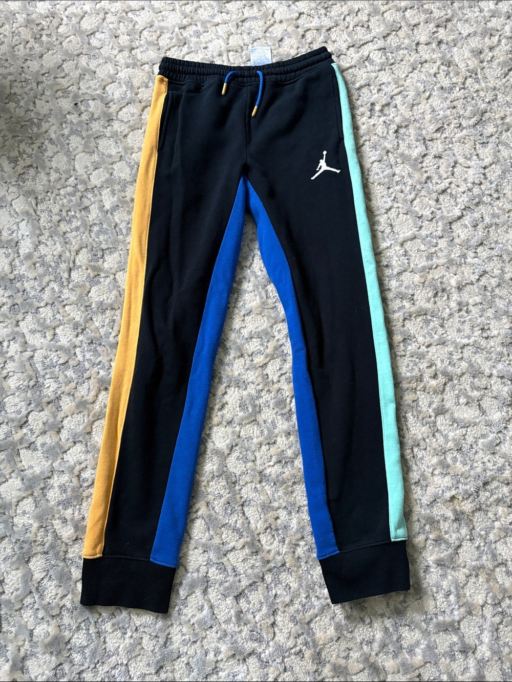 Jordan Black Colorblock Kids' Jogger Pants with Blue, Gold & Mint